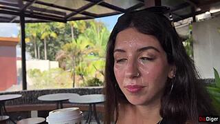 Skinny Teen Sucks Cock in Starbucks Toilet Then Cumwalks with Facial