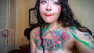 Croatian Curly Brunette Twerks Red Pantyhose Face For Daddy's Tongue