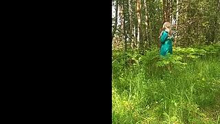 blonde beauty strips nude flashing her perky tits in risky public park adventure