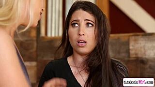 Brunette Lesbian Licks Hairy Pussy of Hot BFF Outdoors