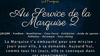 Marquise commands total humiliation in this French femdom jerk off session