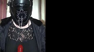 Bisexual Crossdresser Gags Deep on Masked Dildo Toy!