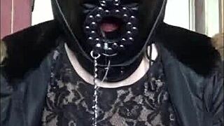 Bisexual Crossdresser Gags Deep on Masked Dildo Toy!