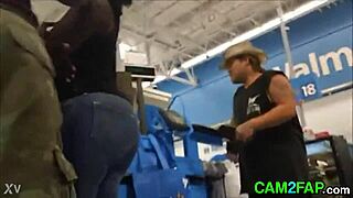 Hidden cam catches fat BBW ass shaking in close-up action