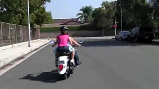 innocent biker teen begs cum facial on small tits