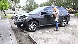 Blonde Soccer Mom Sucks Massive Black Cock Outside in Public Cheating Blowjob!