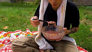 Lara's Outdoor Picnic Turns Full Vomit Fetish Licking Frenzy