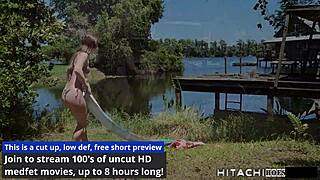 WATCH BLONDE MIRA MONROE SPREAD SHAVED PUSSY AT LAKE VIBRATOR ORGASMS PIERCED NIPPLES TITS CLOSE UP MOANING!