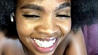 damn my close up pussy squirts hard while getting fucked deep by ebony lover's thick cock.