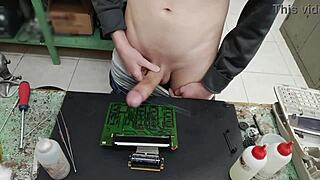 I Unload a Massive Cumshot All Over Client's Machine During Repair Fail!