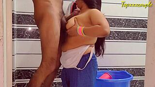 hot desi bhabhi screams in pain from brutal bathroom pussy pounding