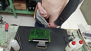 I Unload a Massive Cumshot All Over Client's Machine During Repair Fail!