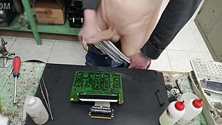 I Unload a Massive Cumshot All Over Client's Machine During Repair Fail!
