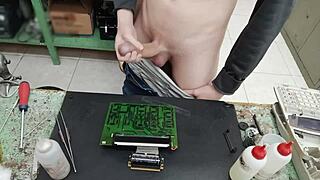 I Unload a Massive Cumshot All Over Client's Machine During Repair Fail!