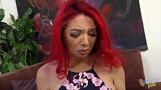 Redhead Kiki Daire Strokes Huge Cock for Massive Cumshot Titty Fuck Explosion!