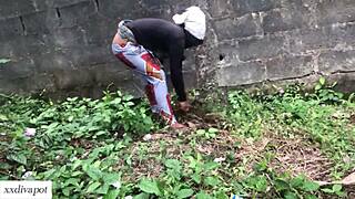horny farm girl bends over for deep doggystyle pounding on ranch land with stepbrother's monster cock