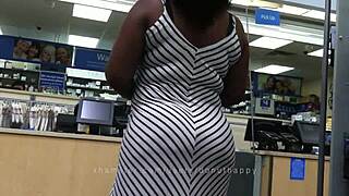 candid ebony bbw shakes basketball big ass and natural tits