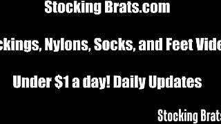 Sexy stockings teasing your cock hard already?
