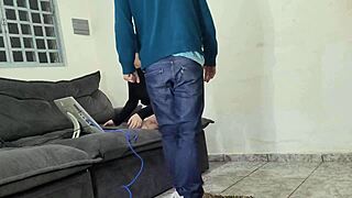 Girl Next Door Housewife Seductively Welcomes Technician Into Cozy Home
