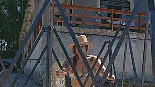 we set up tent at farm i wore tight body wedged deep in my ass flashing all