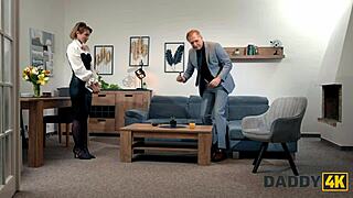 I ditch books to fuck boyfriend's stepdaddy on sofa