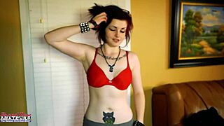 in her lingerie marcie rams dildo in shaved pussy till she squirts hard