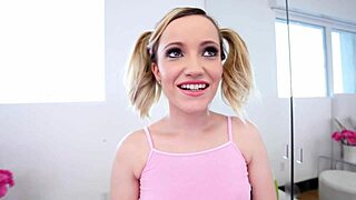 19 yo petite blonde gags on huge cock pov blowjob swallows massive load