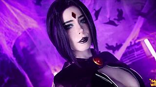 Teen Titans Raven Bent Over for Pussy-to-Mouth Cumshot Cosplay