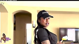 Gogo dances then fucks police in ebony cosplay