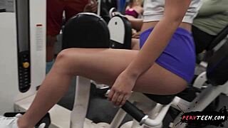 Cheating Gym Teen Sneaks Big Cock Fuck While BF Watches Unaware