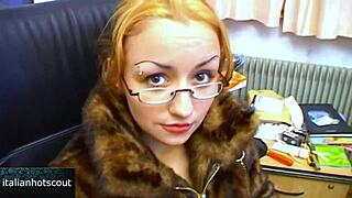 I'm a real slut, this blonde with glasses loves cock riding deep