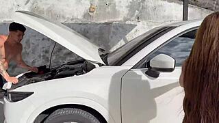 damn that mechanic rams my ass with his huge thick cock so intense