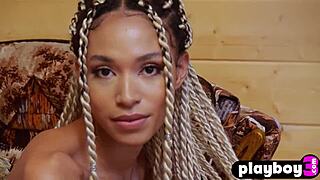 whoa, this petite black milf rocks stockings in steamy pose fest 🔥