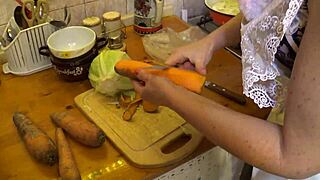 careful carrot prep by mature amateur hands