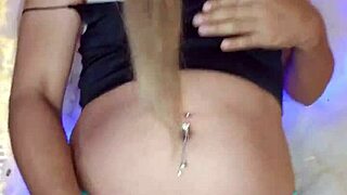 transexual dressed up strokes her thick cock