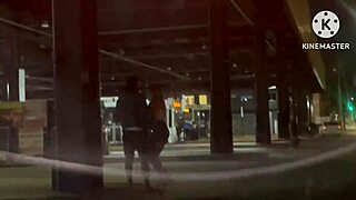 married woman fucks wildly in public street light live