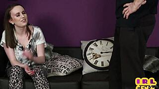 CFNM Babe in Gloves Jerks and Sucks Amateur Cock Clothed Style