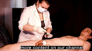 Busty Nurse Shaves Patient's Cock Then Handjobs to Massive Cum Explosion