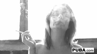 Ashlee Graham smokes while flaunting natural big tits