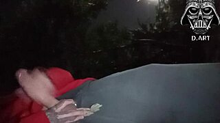 brazilian brunette dominates huge cock outdoor in forest