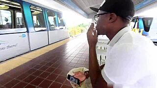 pregnant slut deepthroats big black cock outside in florida public daylight