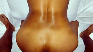 ebony babe with fat ass shakes it wildly driving him crazy until she cums shaking legs