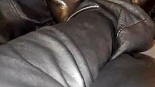 Squeaky leather stilettos tease with every sultry boot step