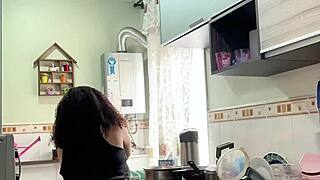 yo chubby latina why you cooking in just panties with that fat jiggling belly and ass?