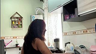 yo chubby latina why you cooking in just panties with that fat jiggling belly and ass?