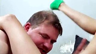 Grandpa daddy spreads her legs shoulders high licks then fucks tight pussy