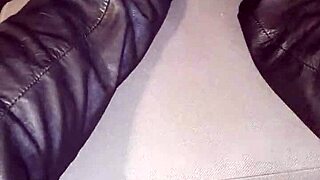 Squeaky leather stilettos tease with every sultry boot step