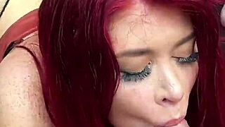 my petite redhead body rides big cock rough till real orgasm cumshot on face