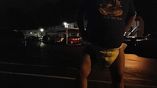 step outside wearing this very thick diaper while my lover watches my monster cock bulge it publicly