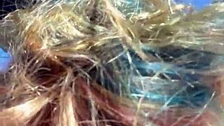 Blonde cheater sneaks public daytime cock suck messy facial risk